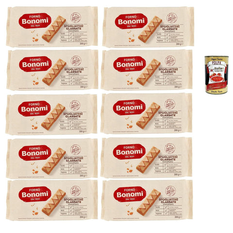 Forno Bonomi Sfogliatine Glassate, kekse, biscuits, Blätterteig mit zuckerhaltiger Glasur 10x 200g inkl. Italian Gourmet polpa 400g Original italienisch