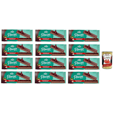 Lago Plaisir, Wafer mit Milchschokolade bedeckt und mit Haselnusscreme 57% gefüllt 12x 120g inkl. Italian Gourmet polpa 400g Original italienisch