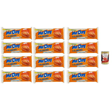 Mr.Day Plumcake Integrale mit 100% Vollkornmehl, laktosefreier und palmölfreier Snack, ideal zum Frühstück, Snack oder Kuchen, 12x 190 gr Original italienisch inkl. Italian Gourmet Polpa 400g