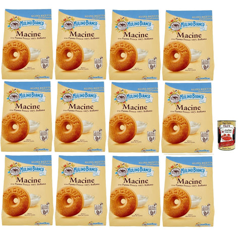 Mulino Bianco Biscotti Frollini Macine con Panna Fresca, Kekse mit frischen 100% italienischen Milch, Ohne Palmöl, Frühstück voller Geschmack, buscits cookies 12x 800 g Original italienisch inkl. Italian Gourmet Polpa 400 g
