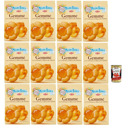 Mulino Bianco Dolcetti Gemme Follini - Kekse mit 100% Aprikosenmarmelade 12x 200 g inkl. Italian Gourmet polpa 400 g Original italienisch