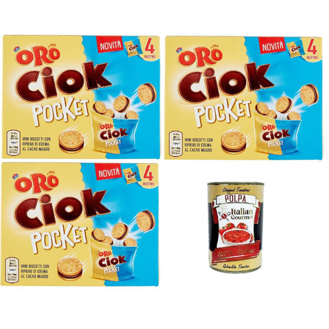 Oro Ciok Pocket, Mini Kekse mit leckerer Milchschokoladencreme 3x140g Original italienisch