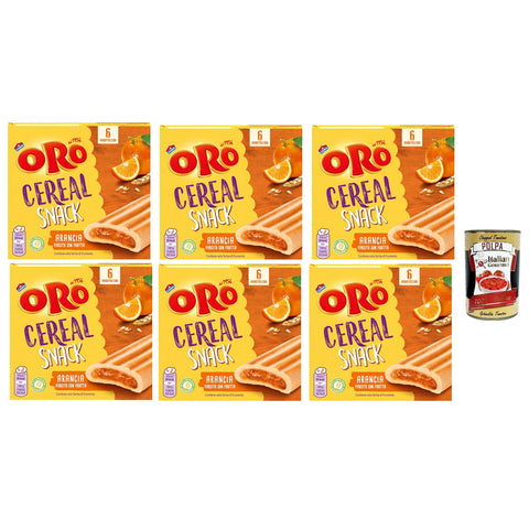 ORO SAIWA Cereal Snack Arancia, Weiche Müsli - Kekse mit Orangenfüllung, Faserquelle und Magnesium 6x 162G inkl. Italian Gourmet polpa 400g Original italienisch