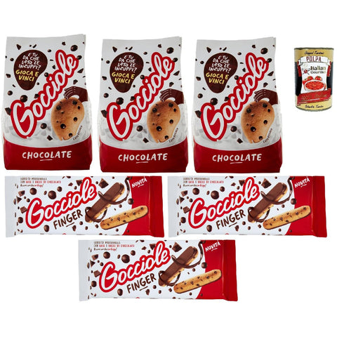 Pavesi Biscotti Frollini Gocciole Cioccolato Testpalet, 3x Kekse 500g + 3x Gocciole Finger, Kekse mit Schokolade bedeckt 3x 120g inkl. Italian Gourmet polpa 400g Original italienisch
