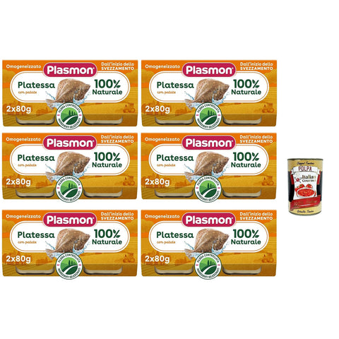 Plasmon Pesce Platessa con Patate, 6x (2x 80g), Mit ausgewählten Zutaten, 100% natürlich, Ohne Stärken und Salz hinzugefügt Original italienisch inkl. Italian Gourmet Polpa 400g