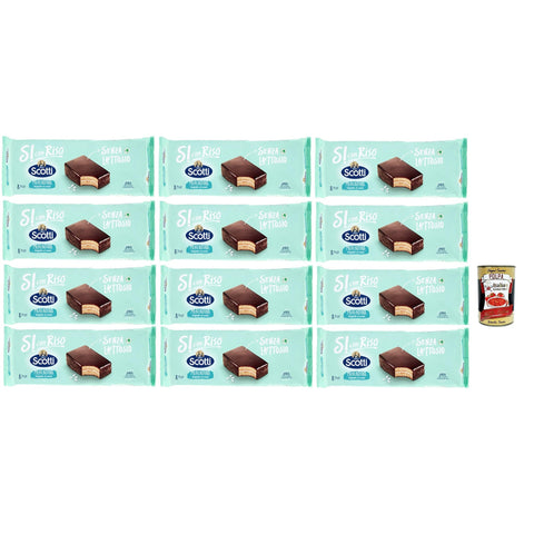 Si con Riso - Merendina Ricoperta con Cioccolato, Kuchen mit Schokolade bedeckt, Laktose - freie Süße Snacks, Palmöl ohne 12x 264g inkl. Italian Gourmet polpa 400g Original italienisch