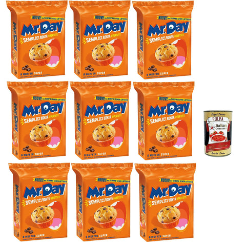Mr.Day Muffin Muffin Mr.Day - Muffin mit dunklem Schokoladenpfeffer, laktosefreier und palmenfreier Vortrag Merendin, ideal zum Frühstück, Snacks oder Frühstück 10x 300 g inkl. Italian Gourmet polpa 400g Original italienisch