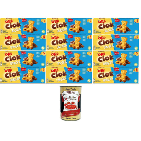 Oro Ciok Orso Ciok Weicher Snack mit Schokoladencremefüllung 12x150gr Original italienisch inkl. Italian Gourmet Polpa 400g
