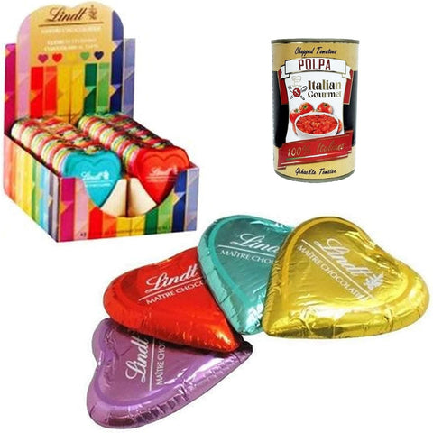 Herzen aus sehr feiner Milchschokolade Mehrfarbig Box 40x24g Original italienisch inkl. Italian Gourmet Polpa 400g