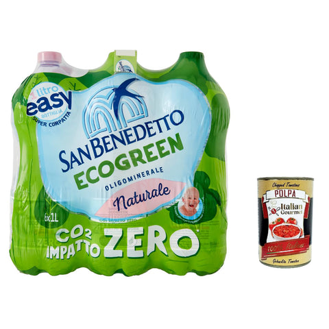 San Benedetto Acqua Naturale Benedicta Ecogreen Easy, Oligomineralisches Natürliches Wasser PET Einwegflasche 12x1l Original italienisch Getränk