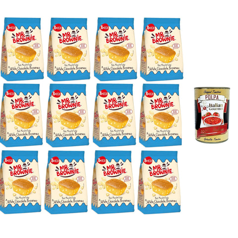 Mr. Brownie Muffin al cioccolato bianco Weiße Schokoladen-Brownies - Weißer Schokoladen-Snack | Snacks einzeln verpackt 12x200gr Original italienisch inkl. Italian Gourmet Polpa 400 g