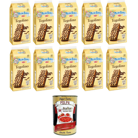 Mulino Bianco Tegolino- 10 Packungen à 350 g Original italienisch inkl. Italian Gourmet Polpa 400 g