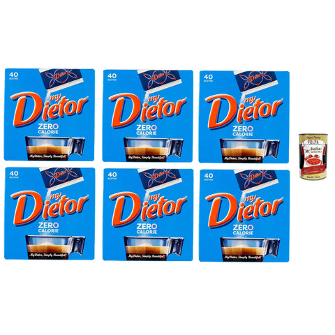 Dietor my Zero Calorie, Natürlicher Süßstoff 0 kcal, Glutenfrei, gluten free, Ohne Aspartam, 6x 40 Beutel Original italienisch inkl. Italian Gourmet Polpa 400g