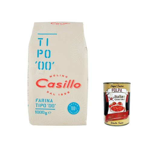 Selezione Casillo Farina per Pizza Tipo '00', Weizenmeh Pizza Napoli Pizzamehl Pizza Mehl 1kg 4x Original italienisch inkl. Italian Gourmet Polpa 400g