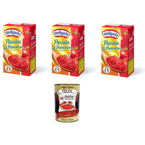Sterilgarda passata di pomodoro BRICK Tomatenpüree 3x1000gr inkl. Italian Gourmet polpa 400g Original italienisch