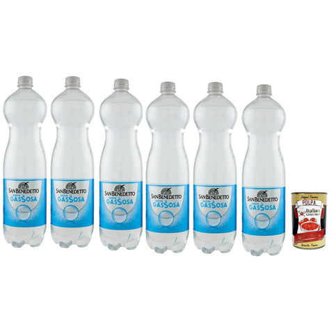 San Benedetto Gassosa, Erfrischendes italienisches Alkoholfreies Getränk, Tonic Wasser, PET 6x 1.5 Lt Einweg, erfrischend, lemonade soft drink inkl. Italian Gourmet polpa 400g Original italienisch