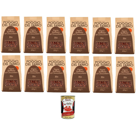Poggio del Farro - Farro Soffiato al Cioccolato Gepuffter Dinkel mit Schokolade 12x 200gr inkl. Italian Gourmet polpa 400g Original italienisch
