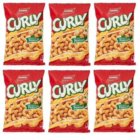Lorenz Curly Peanut Classic Klassische Erdnüsse Salziger mit Frischen Erdnüssen Beutel Perfekter Aperitif- 60 g 6x italienisch Original