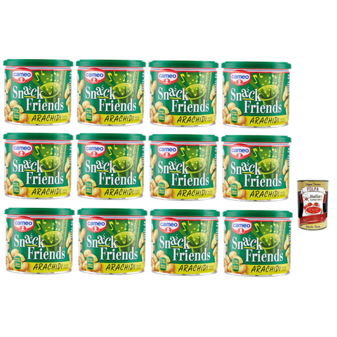 Cameo Snack Friends Arachidi 200 g, Geröstete und herzhafte Erdnüsse für Aperitif in einer Praxis erhalten mit einem Deckel Frische, ohne Palmöl, Vegan, 12x 200 g italienisch Original