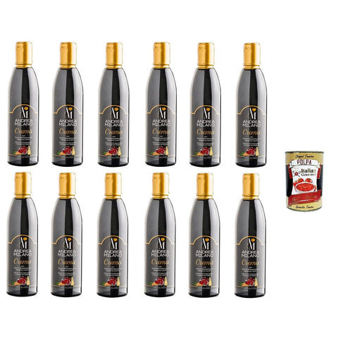 Andrea Milano- Andrea Milano- Crema con Aceto Balsamico di Modena IGP Creme mit Balsamico-Essig aus Modena IGP 12x250 ml italienisch Original + kostenlos polpa 400