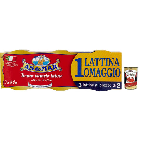 AS do Mar Tonno Trancio Intero all'Olio di Oliva,Ganzes Scheibe Thunfisch in Olivenöl,außergewöhnliche Kompaktheit,80 g Dose italienisch Original