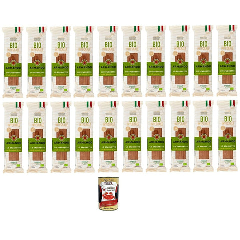 Armando Lo Spaghetto Integrale Vollkorn reich an Ballaststoffen 20x500 g italienisch Original Pastasauce + kostenlos polpa 400 g