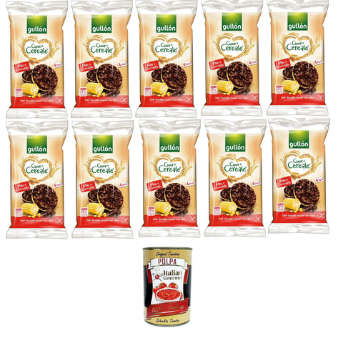 Gullon Cuor di Cereale Gallette di Mais Ricoperte di Cioccolato Fondente Cuor di Cereal Maiskuchen mit dunkler Schokolade überzogen 10x100 g italienisch