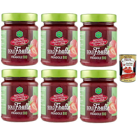 Solofrutta fragole, Erdbeeren marmelade, Nur 3 Zutaten, Strawberries jam, ideal für Desserts und Kuchen, 6x 295 gr italienisch Original