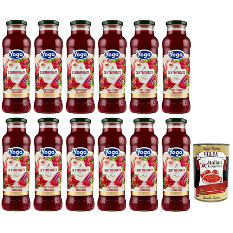 Yoga il Centrifugato con Chia Fruchtkonzentrat mit Chia Roten Früchten und Rhabarber Fruchtsaft Ohne Zuckerzusatz Glasflasche 680 ml 12x italienisch Original