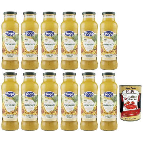 Yoga il Centrifugato con Zenzero,Fruchtkonzentrat mit Ingwer, Ananas, Kiwi und Gurke,Fruchtsaft Ohne Zuckerzusatz,680 ml Glasflasche italienisch Original