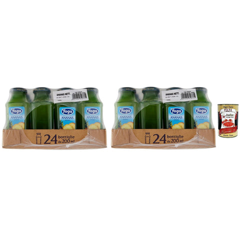 Yoga Succo Ananas Nettare,Ananassaft Nektar,Erfrischender Fruchtsaft,Tropischer Geschmack,Glas 200 ml italienisch Original