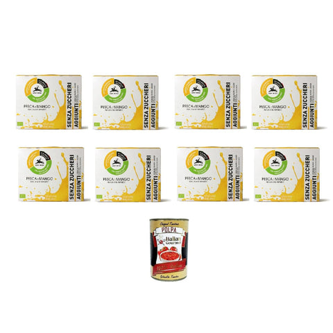 Alce Nero Bevanda pesca e mango senza zuccheri aggiunti Pfirsich-Mango-Getränk ohne Zuckerzusatz 8x600 ml 600 ml italienisch Original Pastasauce + kostenlos polpa