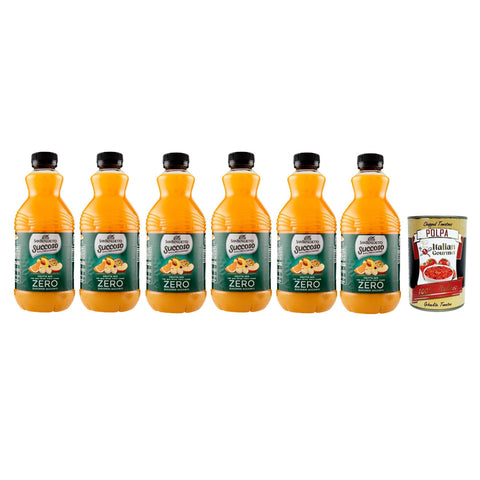 San Benedetto Succoso Zero Frutta Mix PET 6x 90cl, PET Frucht mischung, ohne zucker Fruchtsaft saft, fruit mix juice sugar free Original italienisch inkl. Italian Gourmet Polpa 400g