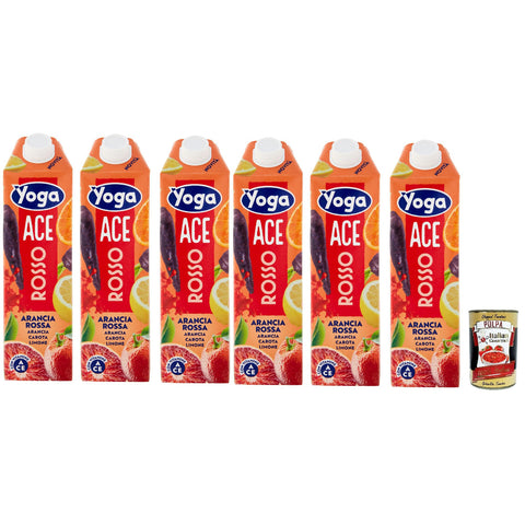 Yoga ACE, Rot Orange, Karotte und Zitrone Früchte Fruchtsaft Getränk Fruchtgeschmack PET flasche 6x 1000 ml fruit juice italienisch Original