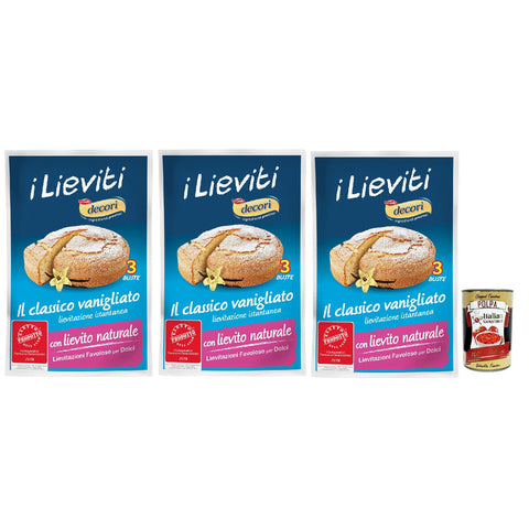 Lo Conte, Decori' Lievito Vanigliato per Dolci - Vanille Hefe für Desserts - 3x54 g (3x Beutel mit 18 g) italienisch Original Trockenhefe + kostenlos polpa 400 g