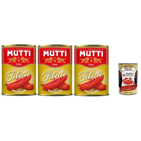 Mutti Filetti - Tomaten 100% Dose 400 g 3x italienisch Original Pastasauce + kostenlos polpa 400 g