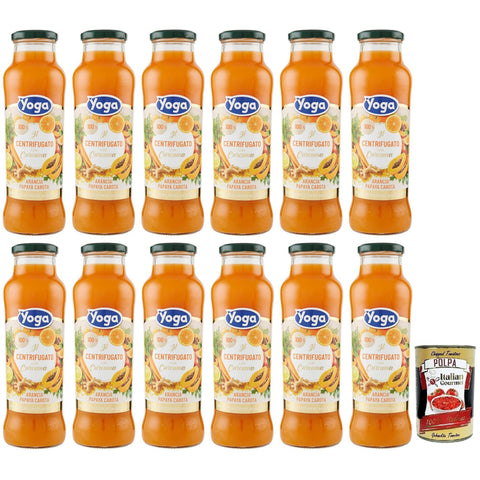 Yoga il Centrifugato con Curcuma,Fruchtkonzentrat mit Kurkuma,Orange, Papaya und Karotte,Fruchtsaft Ohne Zuckerzusatz,680 ml Glasflasche italienisch Original