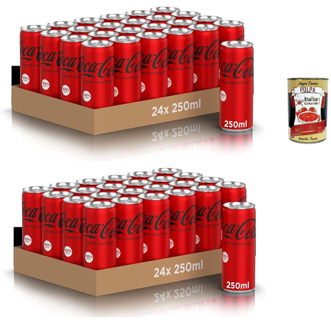 Zero Sugar 48x 250 ml Dosen, der gesamte Geschmack der Formel ohne Kalorien, Mini, 100% recycelbare, Erfrischungsgetränk mit Süßungsern italienisch Original