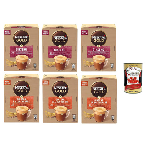 NESCAFÉ GOLD Ginseng Testpaket Pulvermischung für Getränke mit Milch, Kaffee und Ginseng, gesüßt und nicht Zucker 6x10 Beutel à 6 g italienisch Original