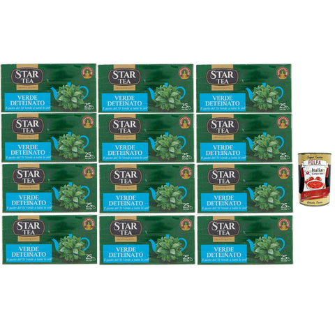 Tè STAR Entkoffeinierter Grüntee enthält 25 Filter Premiummischung traditioneller Geschmack ohne Thein. Perfekt für eine angenehme Pause 12x40 g italienisch