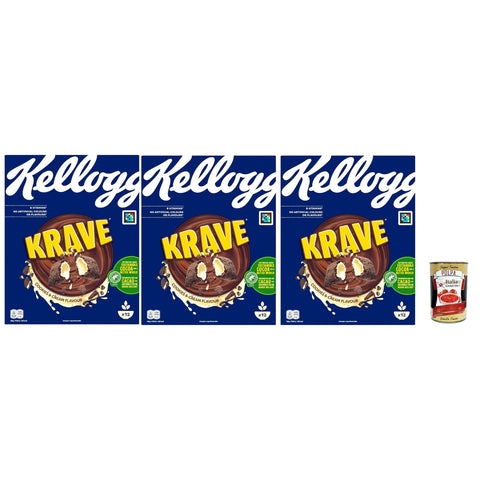 Krave Cookies & Cream | Keks und Cremegeschmack| Frühstückszerealien | breakfast cereals 3x375 g italienisch Original Kekse + kostenlos polpa 400 g