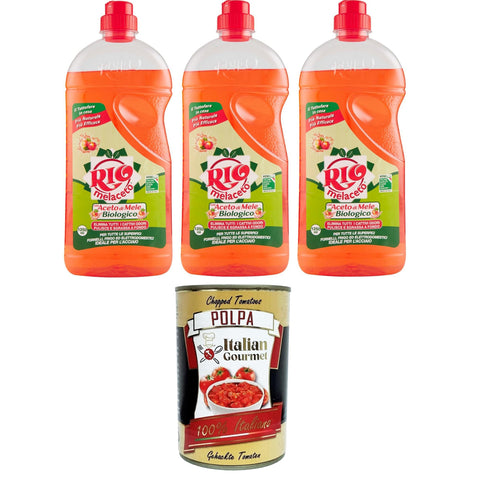 ACE Rio Melaceto Flüssigwaschmittel für Geschirr und Besteck, 3x1 Liter – mit Bio Apfelessig – entfettet gründlich und beseitigt schlechte Gerüche italienisch Original