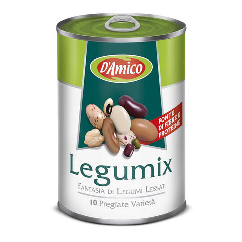 12x D'Amico Legumix Fantasia di Legumi Lessati Gekochten Hülsenfrüchten, 10 kostbare Sorten Quelle für Ballaststoffe und Vitamine 400 g Dose italienisch