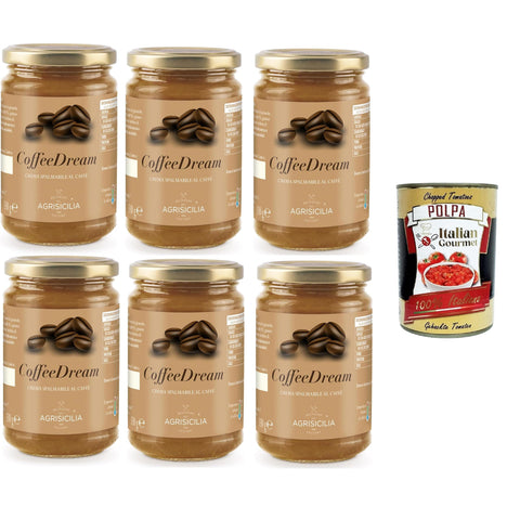 Agrisicilia CoffeeDream streichfähige Kaffeecreme mit zartem Geschmack ideal für Sandwiches Frühstück und Desserts 6x330 g italienisch Original Pastasauce +