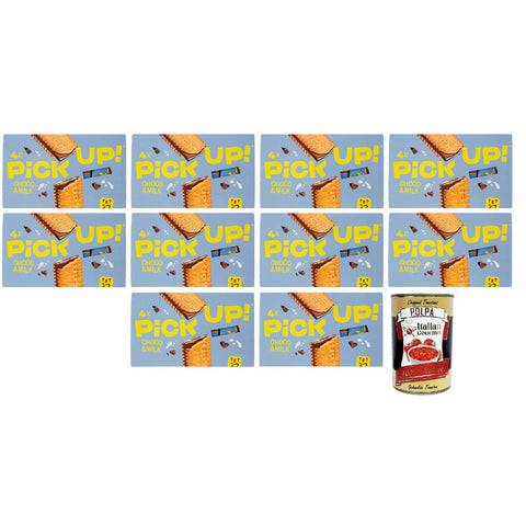 10x Pick Up Choco & Milk, Milchschokolade Tafel mit Milchcreme Füllung im Doppelkeks, 128 g Packung, Jede Packung enthält 4 Kekse à 28 g italienisch Original +