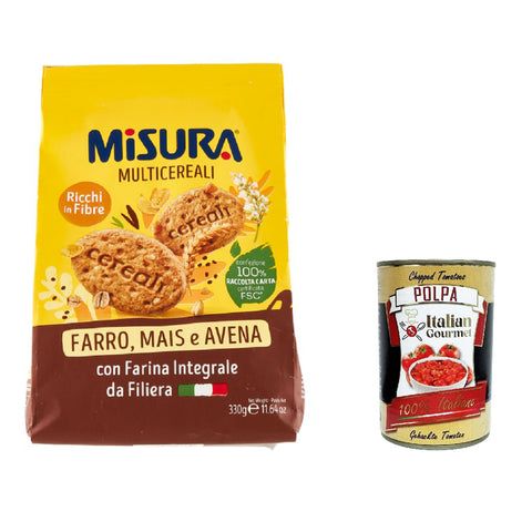 Misura Integrali Mehrkorn-Vollkornkekse mit knusprigen Cerealien 330 g 12x italienisch Original Müsli + kostenlos polpa 400 g