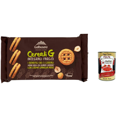 Galbusera Cereal G Vollkornkekse gefüllt mit Gianduiacreme 160 g 3x italienisch Original Pastasauce + kostenlos polpa 400 g