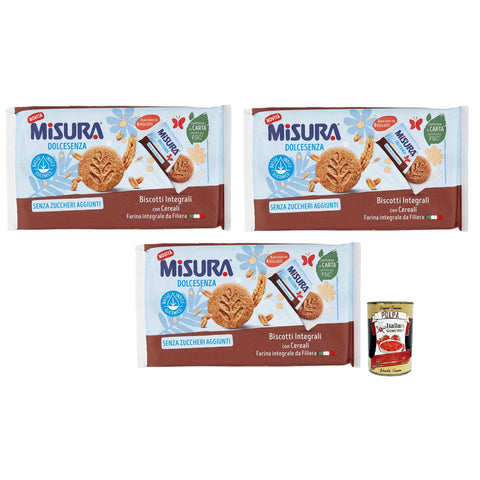 Misura Dolcesenza, Biscotti Integrali con Cereali, Vollkornkekse mit Müsli, Ohne Zuckerzusatz 3x280g Original italienisch