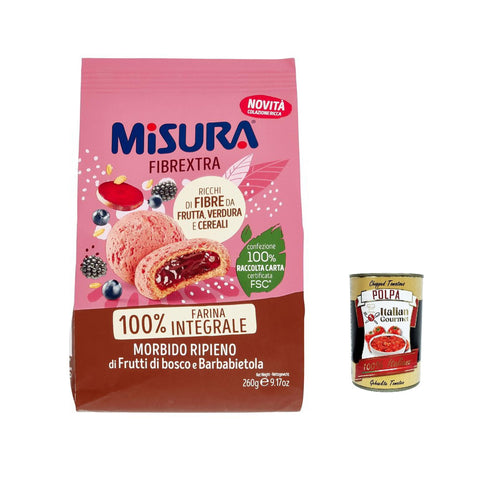 Misura Frollino Integrale Fibrextra Vollkorn Mürbeteig mit Waldbeeren- und Rote-Bete-Füllung 100 % Vollkornmehl 260 g 3x italienisch Original Pastasauce +