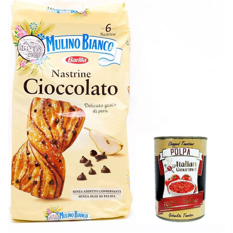 Mulino Bianco Nastrine con gocce di cioccolato, Snacks Schokoladenbänder 3x Original italienisch Kekse